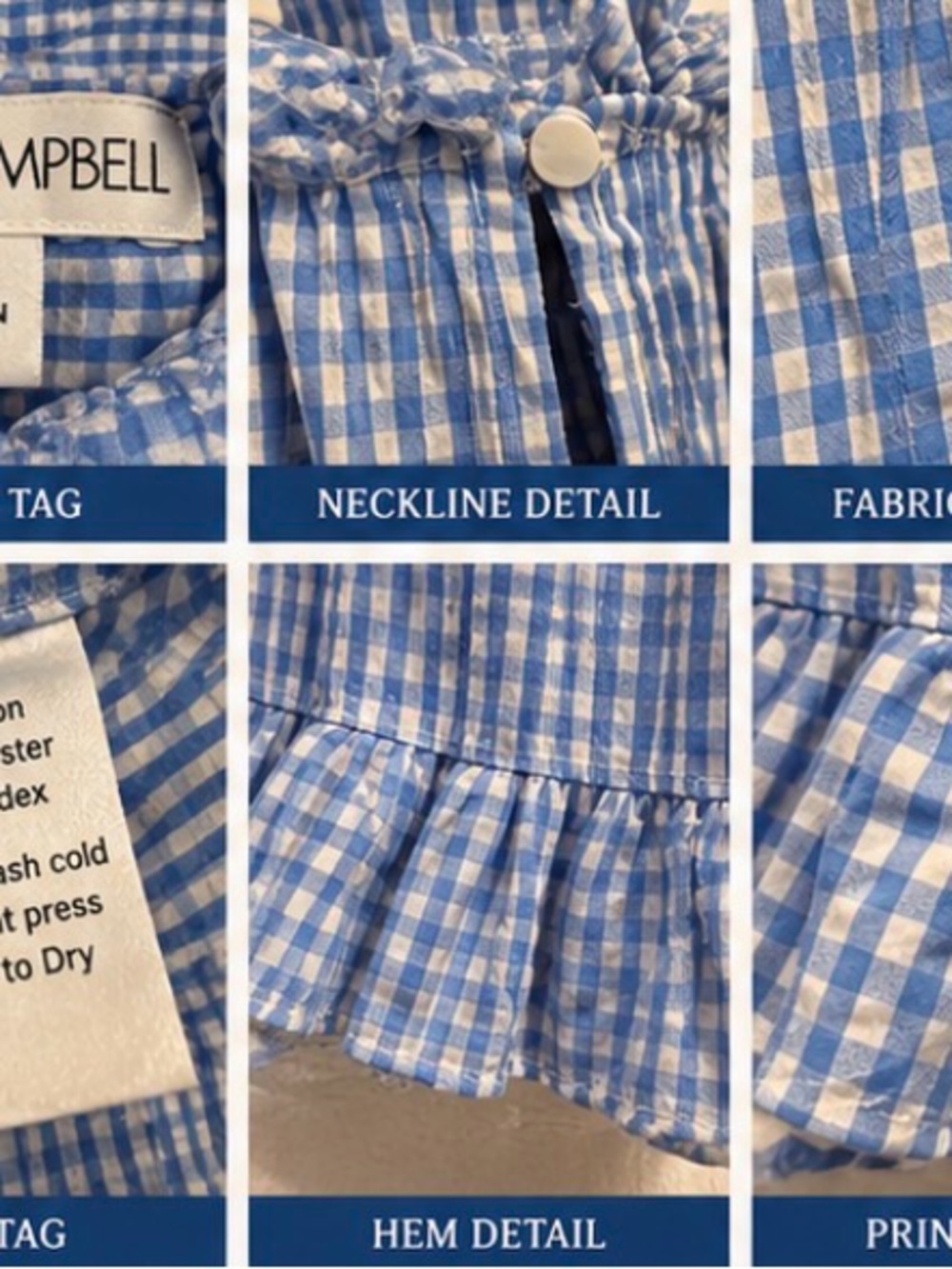 Sara Campbell Blue Gingham Ruffle-Neck Tank Top - Picture 3 of 10